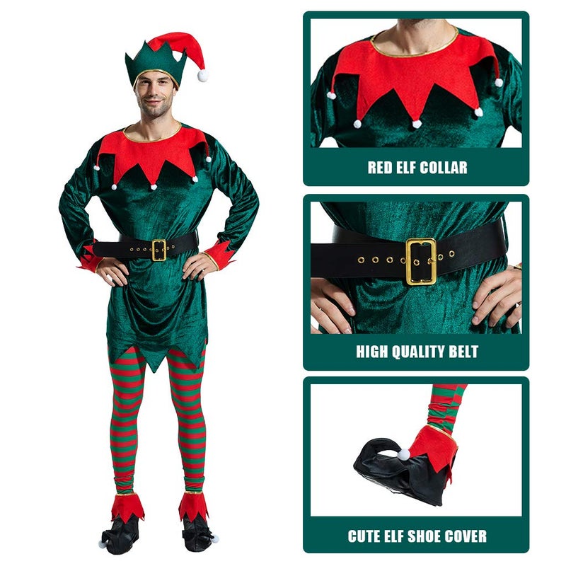 ReneeCho Men's Christmas Costume Elf Set, Large - Image 4